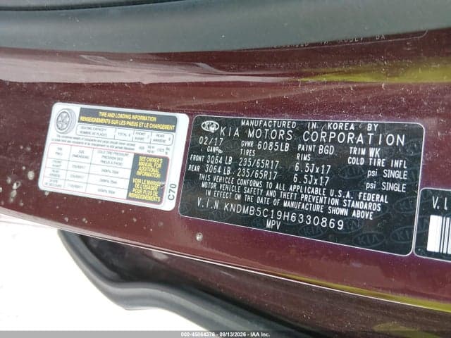 2017 KIA SEDONA LX 9
