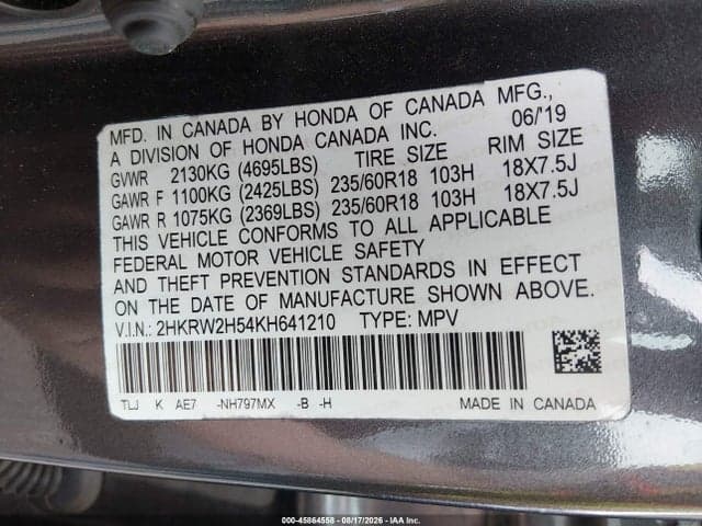 2019 HONDA CR-V EX 9