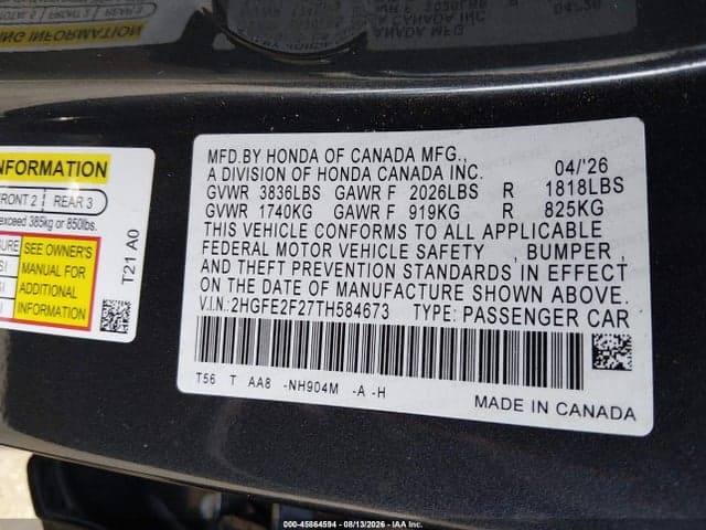 2026 HONDA CIVIC LX 9