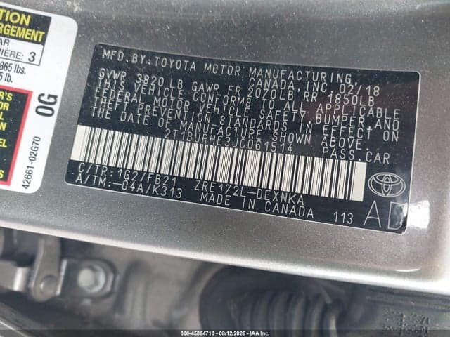 2018 TOYOTA COROLLA LE 9