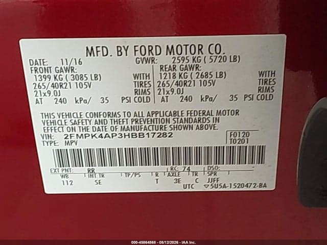 2017 FORD EDGE SPORT 9