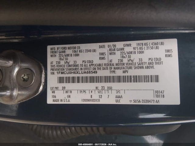 2020 FORD ESCAPE SEL 9