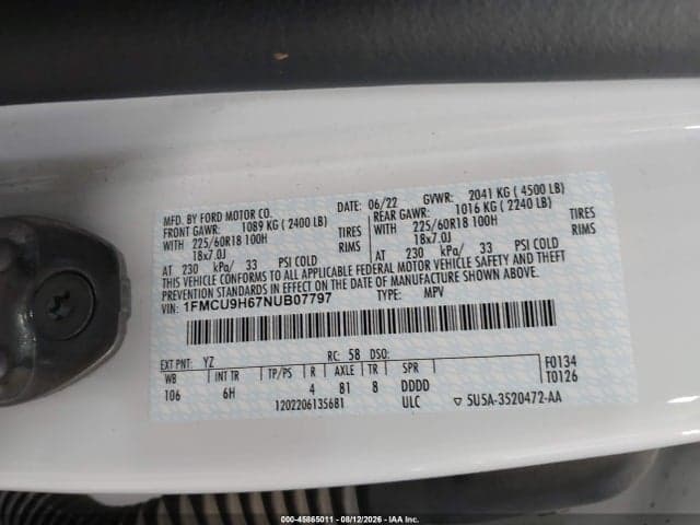 2022 FORD ESCAPE SEL 9