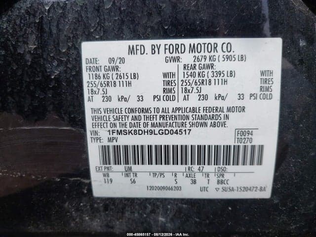 2020 FORD EXPLORER XLT 9