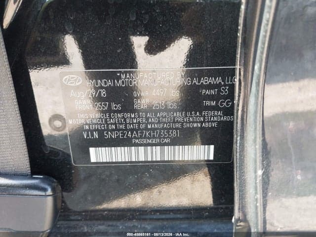 2019 HYUNDAI SONATA SE 9