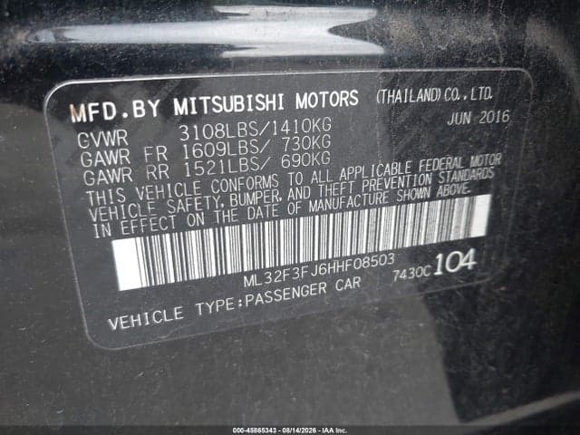 2017 MITSUBISHI MIRAGE G4 ES 9
