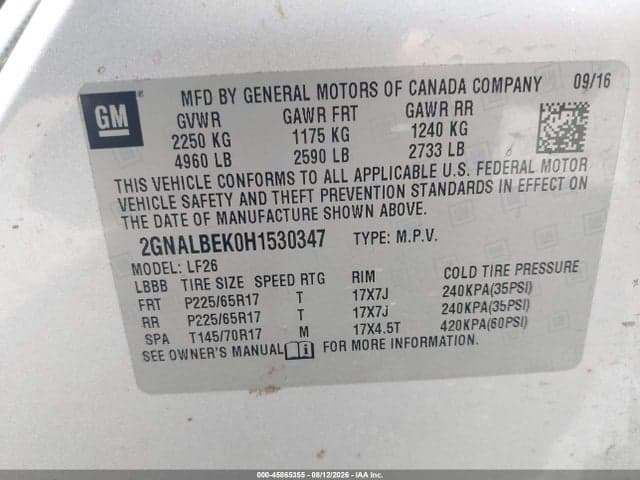 2017 CHEVROLET EQUINOX LS 9