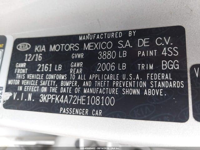 2017 KIA FORTE LX 9