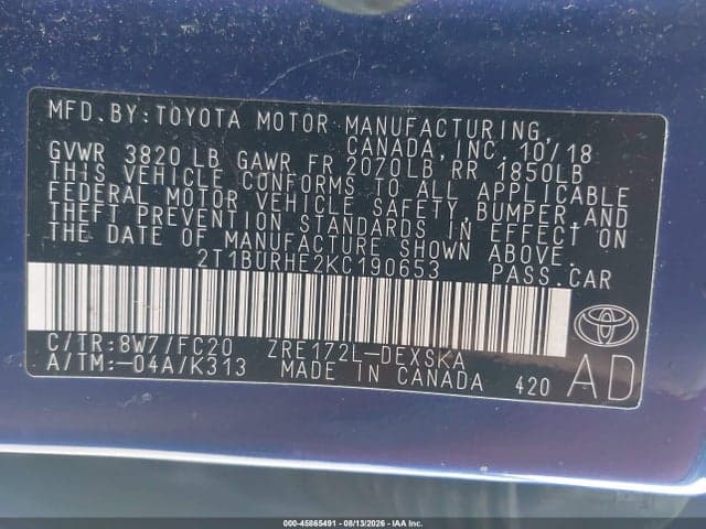 2019 TOYOTA COROLLA SE 9