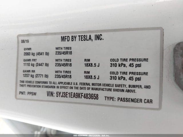2019 TESLA MODEL 3 8