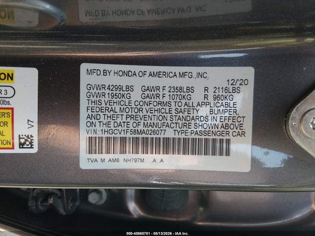 2021 HONDA ACCORD EX-L 9