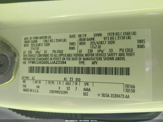 2020 FORD ESCAPE SE 9