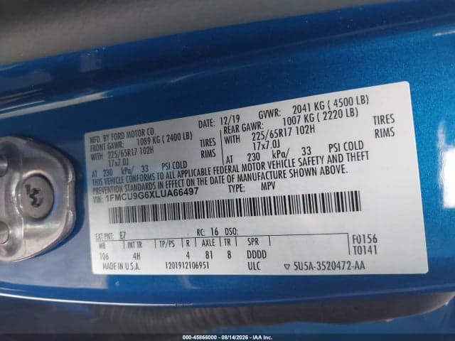 2020 FORD ESCAPE SE 9