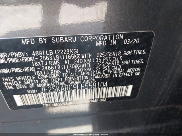 2020 SUBARU FORESTER SPORT 9