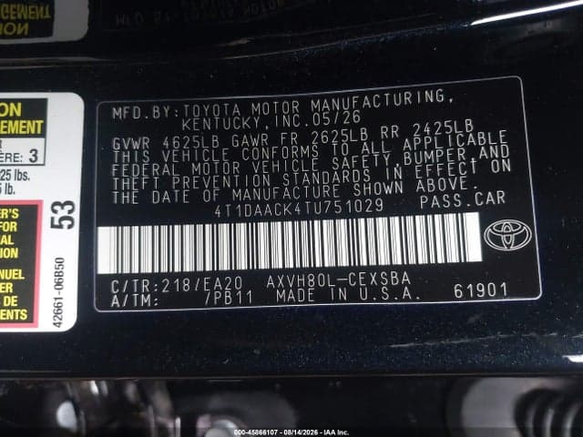 2026 TOYOTA CAMRY SE 9