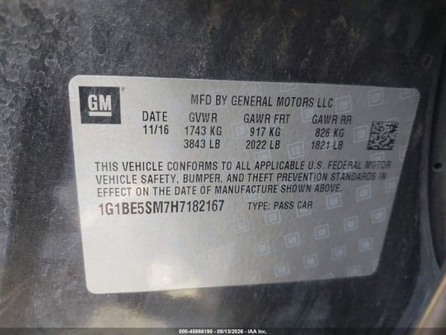2017 CHEVROLET CRUZE LT AUTO 9
