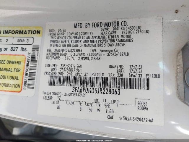 2018 FORD FUSION SE 9