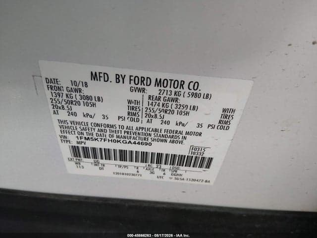 2019 FORD EXPLORER LIMITED 9