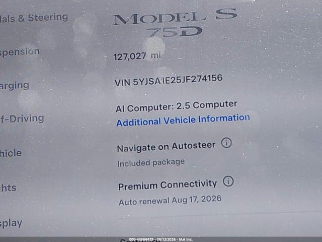 2018 TESLA MODEL S 100D/75D/P100D 15