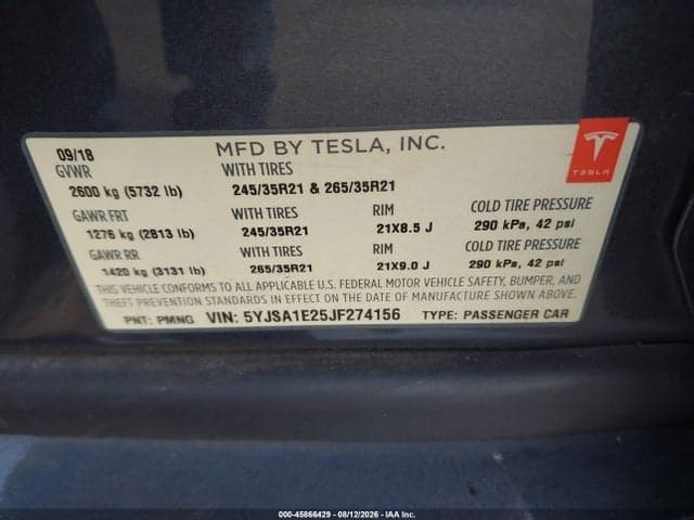 2018 TESLA MODEL S 100D/75D/P100D 9