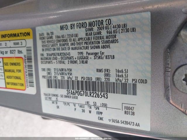 2020 FORD FUSION S 9