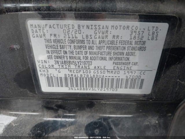 2020 NISSAN SENTRA S XTRONIC CVT 9