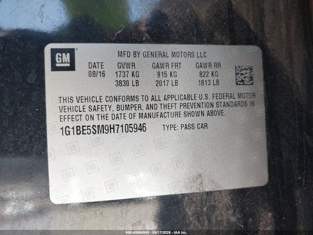 2017 CHEVROLET CRUZE LT AUTO 9