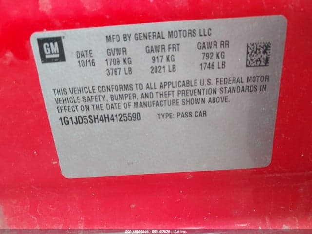 2017 CHEVROLET SONIC LT AUTO 9