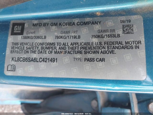 2020 CHEVROLET SPARK FWD LS AUTOMATIC 9