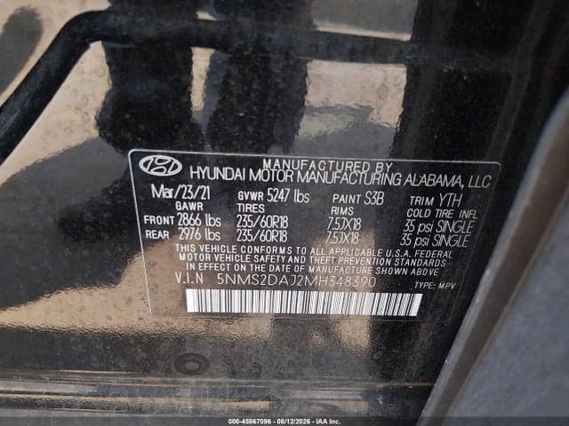 2021 HYUNDAI SANTA FE SEL 9