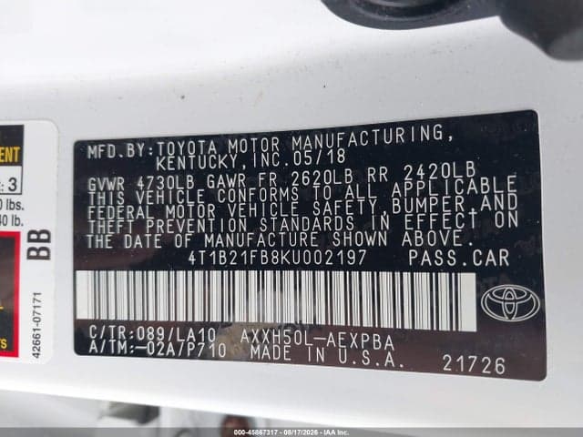 2019 TOYOTA AVALON HYBRID LIMITED 9