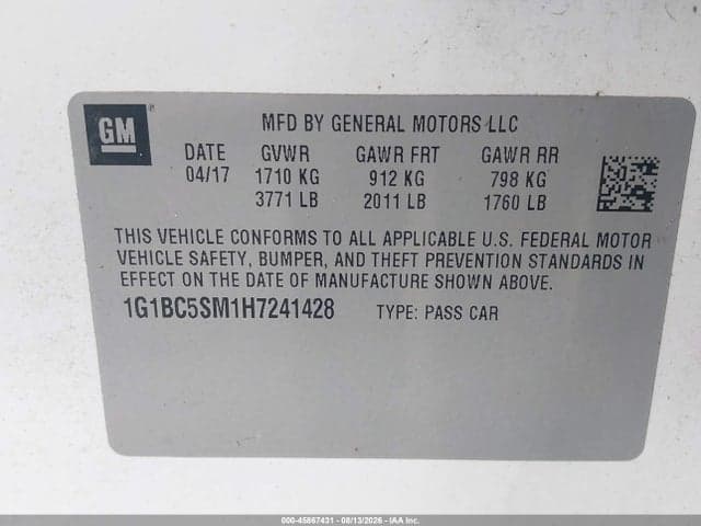 2017 CHEVROLET CRUZE LS AUTO 9