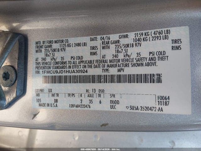 2017 FORD ESCAPE TITANIUM 9