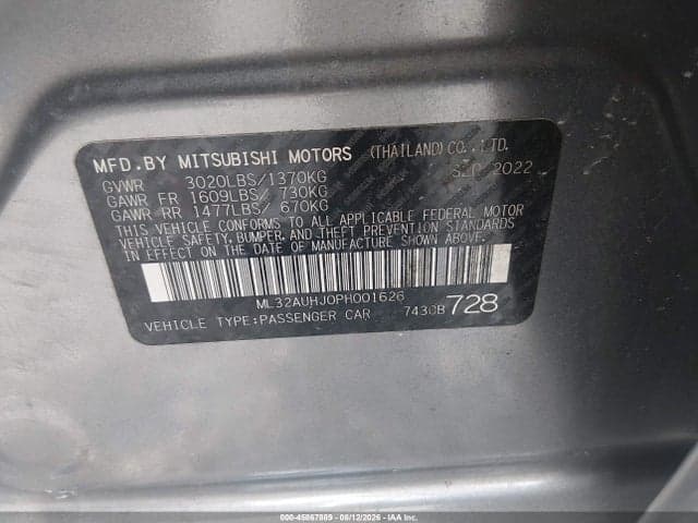 2023 MITSUBISHI MIRAGE ES/LE 9