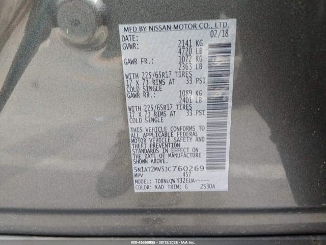 2018 NISSAN ROGUE SV 9