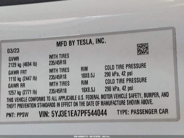 2023 TESLA MODEL 3 REAR-WHEEL DRIVE 9