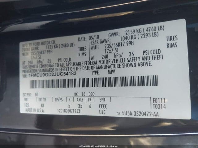 2018 FORD ESCAPE SE 9