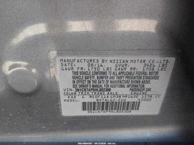 2017 NISSAN VERSA 1.6 SL 9
