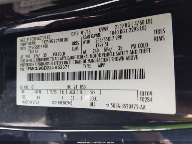 2018 FORD ESCAPE SE 9