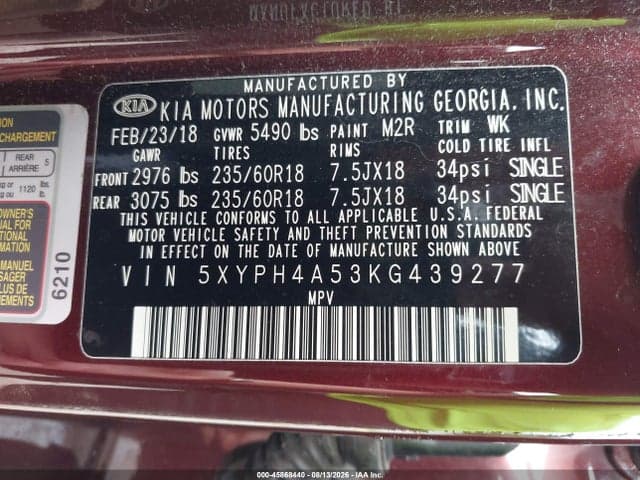 2019 KIA SORENTO 3.3L EX 9
