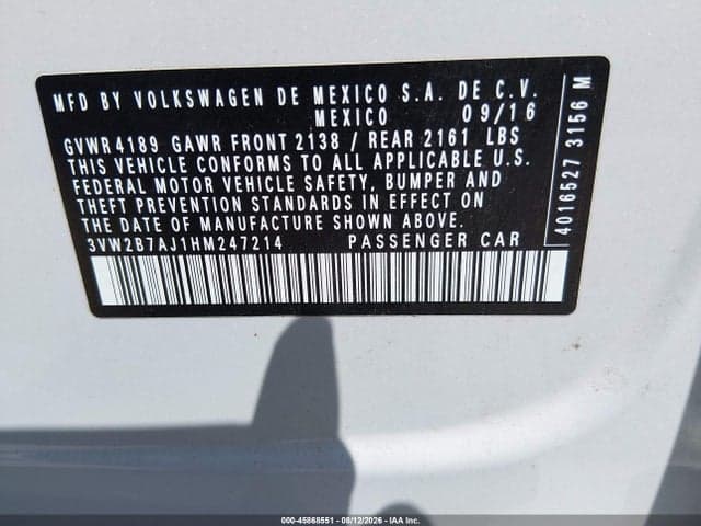 2017 VOLKSWAGEN JETTA 1.4T S 9