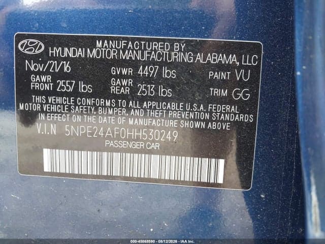 2017 HYUNDAI SONATA 9