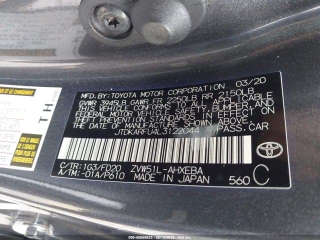 2020 TOYOTA PRIUS LE 9