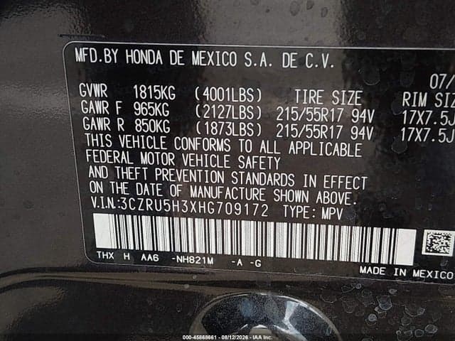 2017 HONDA HR-V LX 9