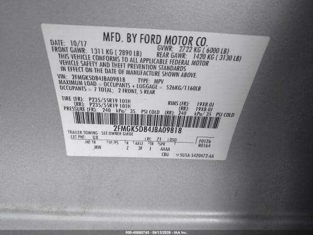 2018 FORD FLEX LIMITED 9