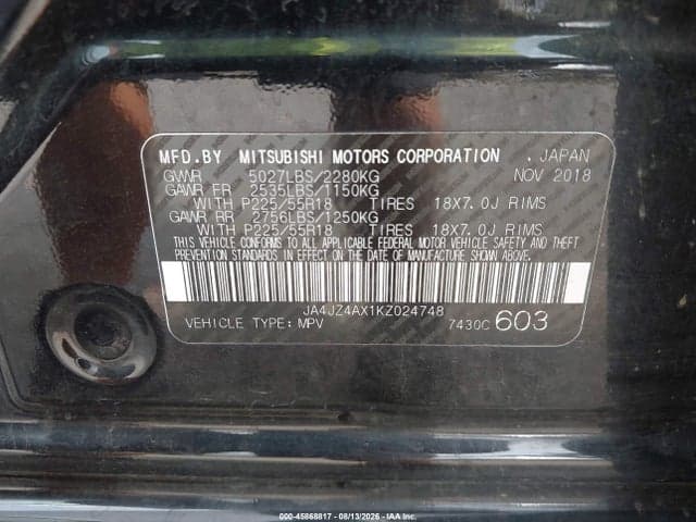 2019 MITSUBISHI OUTLANDER GT 9