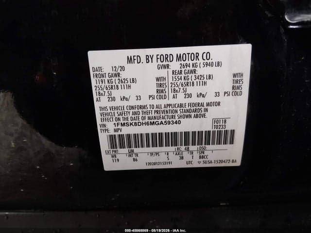 2021 FORD EXPLORER XLT 9