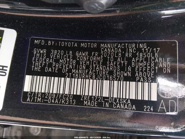 2018 TOYOTA COROLLA SE 9