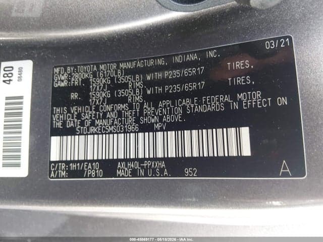 2021 TOYOTA SIENNA XLE 9