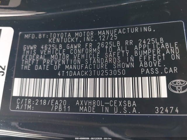 2026 TOYOTA CAMRY SE 9